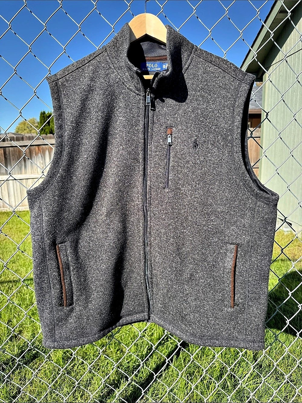 Polo Ralph Lauren Full-Zip Mockneck Knit Vest Men's Gray XL